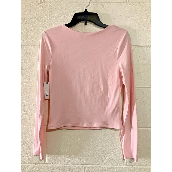 Faded Rose Women's Long Sleeve Sweetheart Neck Crop Top Slim Fit Tee Shirt - Picture 2 of 7